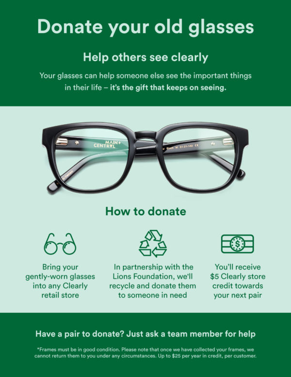 Donate glasses easily at a local store near you Clearly